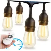 Outdoor String Lights Timer Control, 48FT LED Patio Lights 48FT(Remote) Black