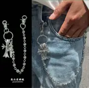 Silver Cross & Sword Wallet Chain 45cm Vintage Subculture Used