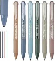 NiArt 4 in 1 Morandi Gel Pens Multicolor Retractable Ballpoint Pens 0.5mm/0.02’’ Fine Tip 6-Pack Smudge-Free, Fast-Drying, Ideal for Note Taking, Writing, Journaling (6 Morandi Barrel Colors)