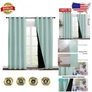 Stunning Aqua Blue Blackout Curtains Set - 55W x 86L, Perfect for Light Sleepers