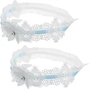 [Ipetboom] 1 Pair Lace Wedding Garters for Bride Lace Floral Elastic Leg Belts for Bridal Wedding Day Women Leg Garters Lace Floral Belt Leg Rings
