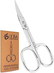 Cuticle Nail Scissor Professional Stainless Steel Curved Blade Sharp Nail Scissor for Thick Toenails Men Women Suitable for Manicure, Pedicure, Eyebrows, Nose Hair & Beard