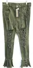 Ladies New Fashion Nova Size 15 Green Pants Very Distressed 97% Cotton 3%...