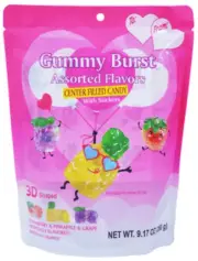 Gummy Burst Center Filled Candy - Strawberry - Pineapple - Grape Best By 02/2026