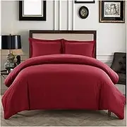 Nordic Solid Multi-Color White Green Duvet Cover Set Bedclothes Bedspread Quilt Cover Twin Size Bedding Set Bed Linens Polyester(Wine RED,King 3pcs 264X229)
