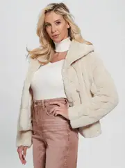 GUESS Women's Pearl Oyster Sophy Jacket in White Size: XS, Polyester