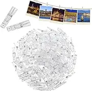 100pcs Clear Mini Pegs, Small Plastics Mini Clear Pegs for Hanging Photos,Clips Pegs Clear Plastics Clothes Pegs Tiny Photo Clips Small Clear Pegs for Photos Arts & Crafts Weddings Parties