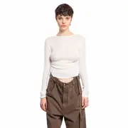 [ANN DEMEULEMEESTER] Oke Long Sleeve Crop Top Off-white