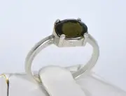 MOLDAVITE Glass Beautiful Faceted Ring - Size 5.25 - TOP METEORITE Jewelry