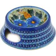 Polish Pottery Pet Bowl 9" Corn In The Blue UNIKAT