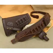 No Drill Rifle Leather Buttstock with Rifle Sling for .308 .22MAG .30/30 .44MAG