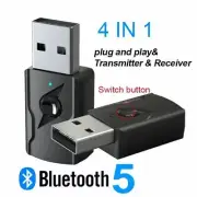 4IN1 Bluetooth 5.0 Transmitter & Receiver Wireless 3.5mm USB Aux Adapter for PC