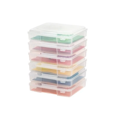 IRIS USA Board Game Storage Craft Organizer Box with Snap-Tight Latch Lid, 6-...