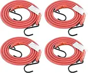 HELIDA Bungee Cords with Hooks, 3/8 Inch Thick Round Bungee Cord Heavy Duty Strong Hooks for Bike Rack, Cart, Trunk, Camping (72 inches, Red)