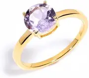[HIMALYA QUARTZ] 925 Silver Ring For Women Solitaire Statement Ring Ethnic Vintage Gemstone Ring Natural Pink Amethyst Round Shape Cut Stone Wedding Engagement Ring