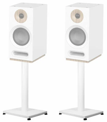 Pair 29” Steel White Stands For Jamo S 803 Bookshelf Speakers