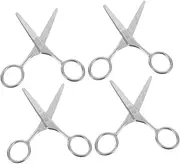 Didiseaon 4pcs Stainless Steel Eyebrow Scissors Rounded Tip Trimmer for Eyebrow Nose Hair Beard Grooming Durable Compact Beauty Tool for Men Women