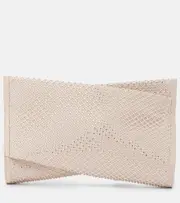 [Christian Louboutin] Christian Louboutin Loubitwist Small leather clutch with strap One Size white