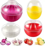 XKONG Vegetable Shaped Food Saver,Fruit Vegetable Shaped Savers,Tomato Shaped Savers,Reusable Refrigerator Storage Box Avocado Keeper for Food Fresh-Keeping (4pcs)