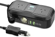 200W Car Power Inverter, 7 in 1 Fast Charging Car Charger, DC 12V to 240V AC Car Plug Adapter Outlet with 10A Cigarette Lighter Splitter / 2 USB-A (18W) & Type-C Ports (20W) for Car Devices