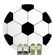 Round Rug for Kids | Anti-Skid Soccer Pattern Crawling Play Mat | Circular Carpet, Machine Washable Soft Mat for Bedroom Reading Corner Dorm