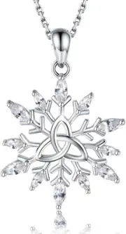 Sterling Silver Snowflake Earrings Necklace Bracelet: Winter Pendant Jewelry wit