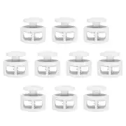 10pcs Plastic Cord Lock Double Hole Spring Cord Toggle Stopper Slider End, White