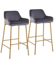 LumiSource Set of 2 Daniella Fixed-Height Bar Stools NoSize Gold