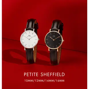 【Daniel Wellington】DW 錶帶 Petite Sheffield 10mm經典黑皮革錶帶