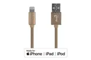 Apple MFI Certified 8 Pin Lightning to USB Cable 1M Nylon Braided -Gold -AeroCool Branded