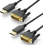 DteeDck DisplayPort to DVI Cable 6ft 2 Pack, DP Display Port to DVI D Cable Adapter Male to Male Cord for Monitor Desktop Laptop Projector HDTV Compatible with Lenovo HP ASUS Dell