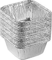 Plasticpro Disposable 4.25'' X 4.25 X 2'' Inch Square Aluminum Tin Foil Baking Pans Bakeware - Cookware Perfect for Baking Cakes,Brownies,Bread, Meatloaf, Lasagna, Pack of 25