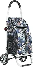 Foldable Shopping Cart for Groceries with Removable Bag, Portable Grocery Shopping Cart with Wheels, Lightweight Hand Truck for Supermarket(Flowers)