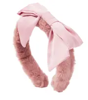 [Patachou] Patachou Bow-detail faux fur headband One Size pink
