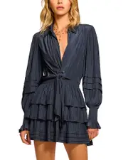 Ramy Brook Entela Collared Button Front Tie Waist Mini Dress