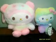 Hello Kitty Plush Lot Of 2 Pastel Hello Kitty 6.5" NWT Hello Kiity Bunny 9"