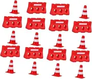 HONMEET 20pcs Mini Traffic Cones Road Construction for Cones Fences for Imaginative Play Cognitive Development and Traffic Education