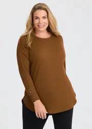 [Virtuelle] Taking Shape Rib Hi-lo Top Size 20 in Toffee - Plus Size Women's Clothing Toffee