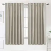 Smarcute 2X Blackout Curtains Blockout Back Tab/Rod Pocket Window Curtain Draperies for Living Room/Bedroom Soft Thick Triple Woven Fabric, Each Piece W132cm by D160cm - Beige
