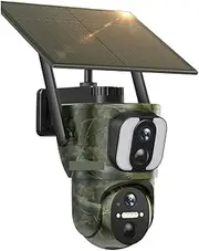 8MP Dual Screen Solar Security Camera Outdoor 4K 4G/WiFi PTZ Dual PIR Detection 2-Way Talk Waterproof Wildlife Cameras(WiFi Cam No Card)