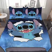 a2011 Stitch Bedding Duvet Cover, Anime Bedding Sets, 3D Printed Lightweight 3 Pieces Comforter Cover Sets with 1 Duvet Cover and 2 Pillow Pillowcases