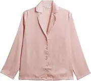 [YAMAMAY] Primula Color Long Sleeve Pyjama Top, Light Pink (Plain), S