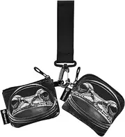 [XYMZR] Mini Zip Around Wristlet keychain Wallet Cool Frog Black White for Women Personalized Pattern Detachable Dual Pouch Wristlet Portable Wallet Phone Coin Purse, Multi-colored, One Size