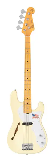 SX Vintage white Gloss Semi-hollow, Vintage 50's PB style electric bass guitar. Vintage white.