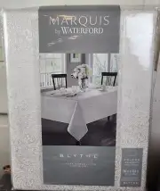 NEW Marquis By Waterford Blythe Luxury Table Cloth Cream Jacquard Damask 60x104