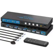 8K@60Hz Displayport KVM Switch 4 Computers 1 Monitor USB3.0 4K120Hz 4 Ports DP K