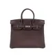 Hermes Birkin 牛皮銀釦手提柏金包-25cm(深咖)