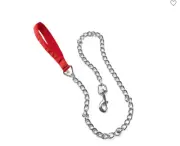 EveryYay Large 4' Nickel-Chrome Plated Chain Lead 75-200 lb Dogs Soft Grip