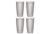 4x Tate Geometric 450ml Highball Acrylic Tumbler Drink Round Cocktail Cup Clear