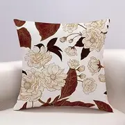 Cushion covers Cushion Covers 40cm x 40cm Yellow Red Leaves Cushion Covers Invisible Zipper Sofa Cushions Outdoor Cushions Garden Cushions Decorative Pillows Square Pillow Case(Brown Beige Peony,(45x4
